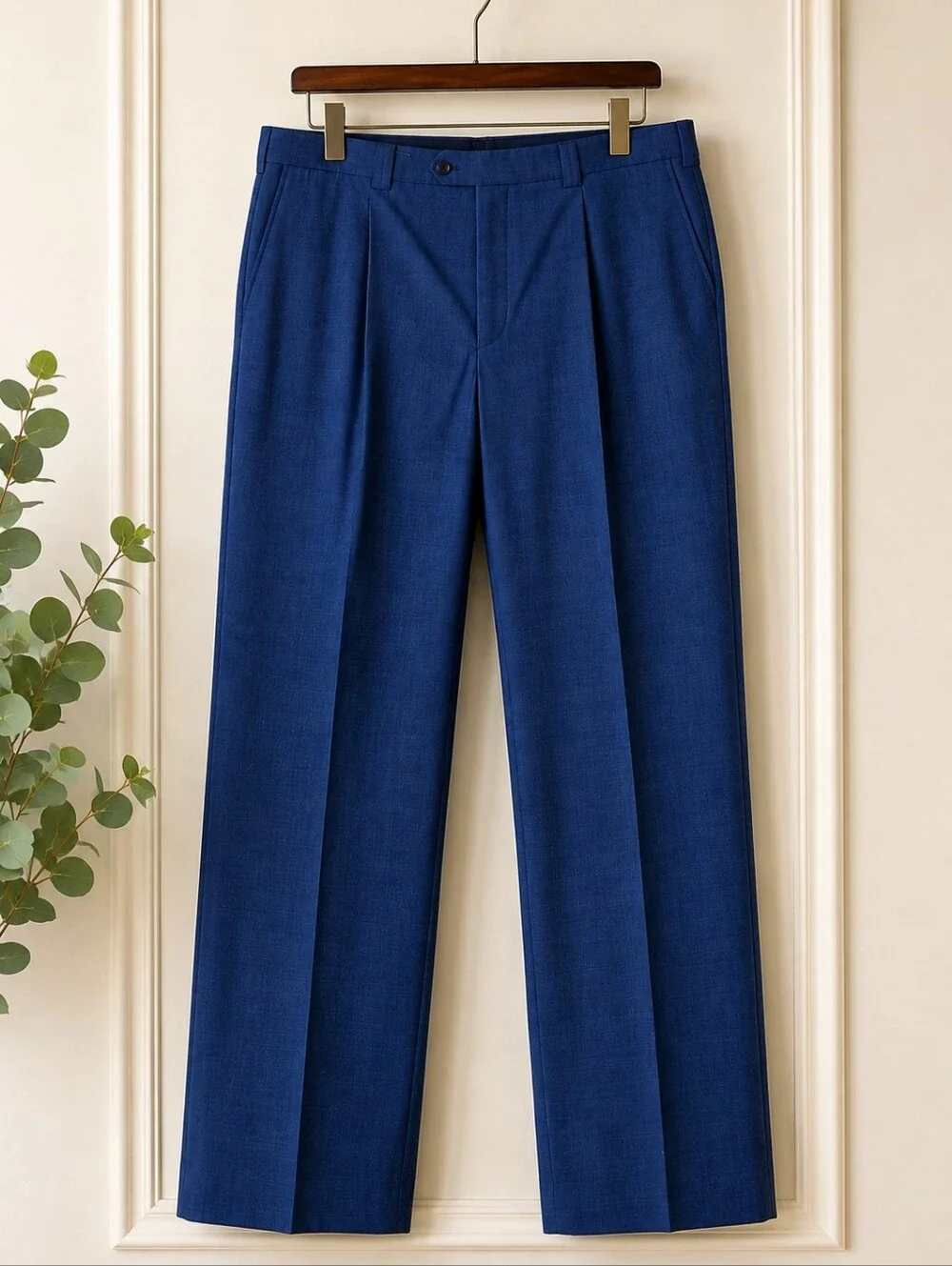 Steve Harvey Dress Pants 46x32 Blue Flat Front Career Slacks Mens